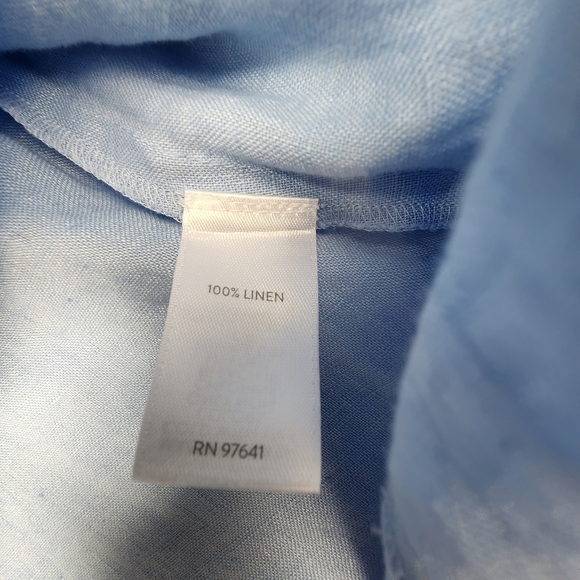 J. Jill Love Linen Light Blue Button Front Sleeveless Top Size Small Tall - Picture 7 of 10